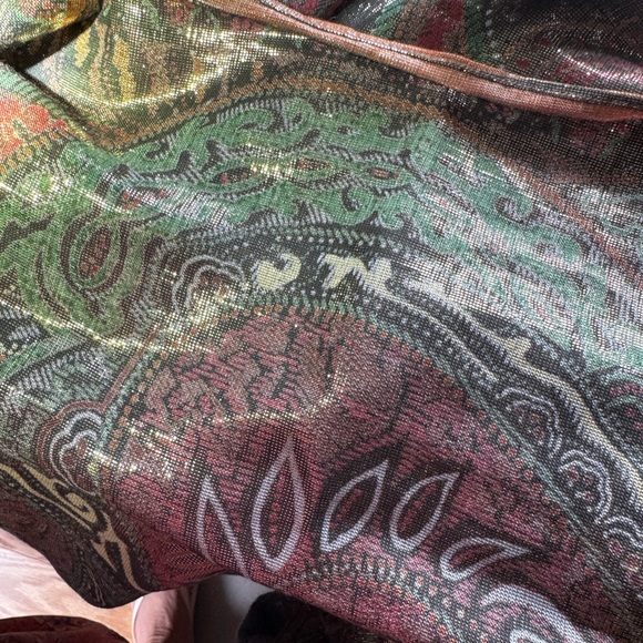 NEW Shimmery Multicolor Paisley Scarf 48X48 Absolutely Beautiful NEW. ELEGANT - Picture 6 of 11